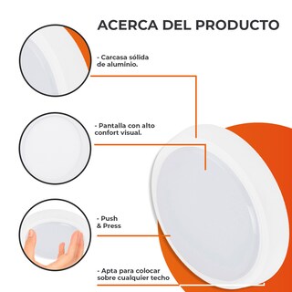 Foto 5 | Foto 5 | Lámpara de Interior Led para Sobreponer 10 W Luz Suave Cálida Tecnolite color Blanco