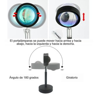 Foto 3 | Foto 3 | Lámpara de Proyección Sunset Malubero color Negro Usb Luz con de Puesta de Sol