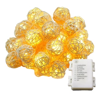 Foto 3 | Foto 3 | Guirnalda de 20 Luces LED Malubero Bolas de Ratán