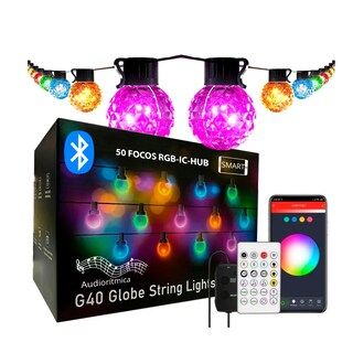 Foto 1 | Foto 1 | Serie de 50 Focos Dosyu BWSL12 LED Multicolor RGB IC Hub Smart Bluetooth con App Audiorítmica 10 M