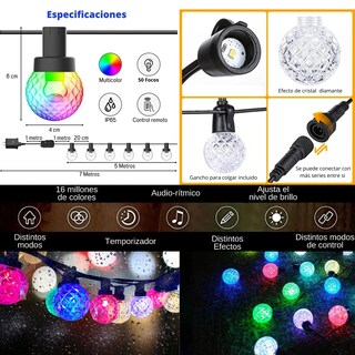 Foto 3 | Foto 3 | Serie de 50 Focos Dosyu BWSL12 LED Multicolor RGB IC Hub Smart Bluetooth con App Audiorítmica 10 M