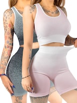 Set De Dos Conjunto Deportivo Casual Mujer Conj-068-px2 Variedad De Colores Short Y Blusa Stretch