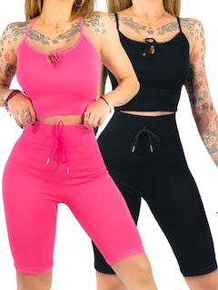 Foto 1 | Foto 1 | Set De 2 Conjunto Deportiva Mujer Short Y Blusa Conj-069 Surtido En Color Stretch Fit Push Up
