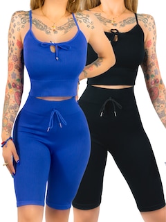 Foto 1 | Foto 1 | Set De 2 Conjunto Deportiva Mujer Short Y Blusa Conj-069 Surtido En Color Stretch Fit Push Up