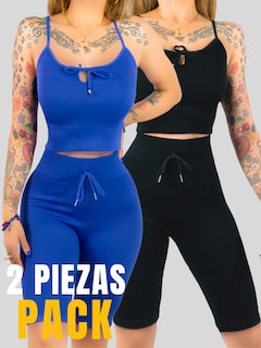 Foto 5 | Foto 5 | Set De 2 Conjunto Deportiva Mujer Short Y Blusa Conj-069 Surtido En Color Stretch Fit Push Up