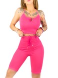 Conjunto Deportiva Mujer Short Y Blusa Conj-069 Rosa Stretch Fit Push Up