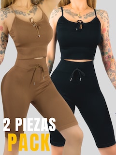 Foto 5 | Foto 5 | Set De 2 Conjunto Deportiva Mujer Short Y Blusa Conj-069 Surtido En Color Stretch Fit Push Up