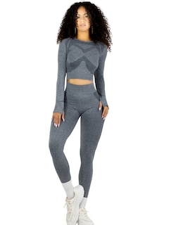 Foto 1 | Foto 1 | Set Deportivo Mujer Gym Yoga O Casual Conj-071 Gris Claro Conjunto De Blusa Y Leggins