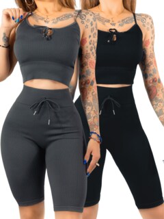 Foto 1 | Foto 1 | Set De 2 Conjunto Deportiva Mujer Short Y Blusa Conj-069 Surtido En Color Stretch Fit Push Up