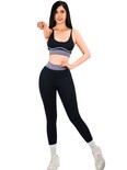 Conjunto Deportivo 2 Piezas Top Y Leggings Conj-080 Negro Mujer Gym Yoga O Casual