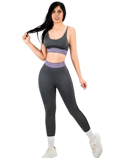 Foto 1 | Foto 1 | Conjunto Deportivo 2 Piezas Top Y Leggings Conj-080 Gris Oscuro Mujer Gym Yoga O Casual