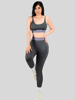 Foto 2 | Foto 2 | Conjunto Deportivo 2 Piezas Top Y Leggings Conj-080 Gris Oscuro Mujer Gym Yoga O Casual