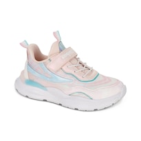 Tenis Deportivos Para Niña Coqueta 203501-o Multicolor Con Agujeta Elastica Y Velcro