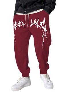 Foto 1 | Foto 1 | Pantalones Deportivos Zaful Estampados Para Hombre, Casuales, Color Rojo Flameado - Venta Internacional.