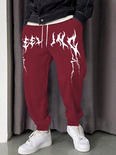 Foto 4 | Foto 4 | Pantalones Deportivos Zaful Estampados Para Hombre, Casuales, Color Rojo Flameado - Venta Internacional.