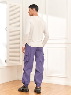 Foto 3 | Foto 3 | Pantalones Cargo Zaful Con Bolsillo Plano En Paracaídas Para Hombre, Color Morado, Xxl - Venta Internacional.
