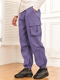 Foto 4 | Foto 4 | Pantalones Cargo Zaful Con Bolsillo Plano En Paracaídas Para Hombre, Color Morado, Xxl - Venta Internacional.