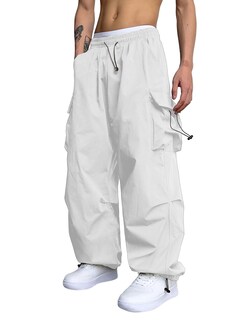 Foto 1 | Foto 1 | Pantalones Cargo Zaful Con Bolsillo Plano, Paracaídas Para Hombre, Color Blanco S - Venta Internacional.