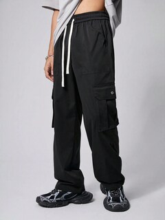 Foto 2 | Foto 2 | Pantalones Cargo Zaful Con Bolsillo Plano En Paracaídas Para Hombre, Color Negro Xl - Venta Internacional.