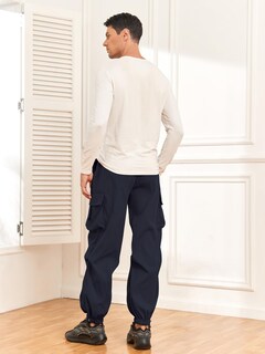 Foto 3 | Foto 3 | Pantalones Cargo Zaful Con Bolsillo Plano, Paracaídas Para Hombre, Color Azul Marino, Talla M - Venta Internacional.