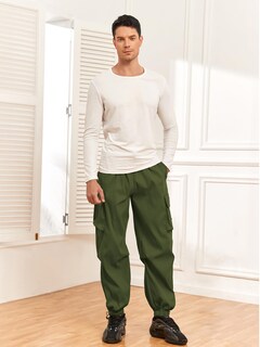 Foto 2 | Foto 2 | Pantalones Cargo Zaful Con Bolsillo Plano, Paracaídas Para Hombre, Color Verde Oscuro, Talla M - Venta Internacional.