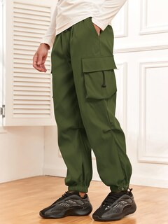 Foto 3 | Foto 3 | Pantalones Cargo Zaful Con Bolsillo Plano, Paracaídas Para Hombre, Color Verde Oscuro, Talla M - Venta Internacional.