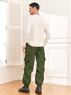 Foto 4 | Foto 4 | Pantalones Cargo Zaful Con Bolsillo Plano, Paracaídas Para Hombre, Color Verde Oscuro, Talla M - Venta Internacional.