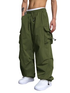 Foto 1 | Foto 1 | Pantalones Cargo Zaful Con Bolsillo Plano En Paracaídas Para Hombre, Color Verde Oscuro, Xxl - Venta Internacional.