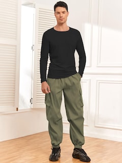 Foto 2 | Foto 2 | Pantalones Cargo Zaful Con Bolsillo Plano, Paracaídas Para Hombre, Color Verde S - Venta Internacional.