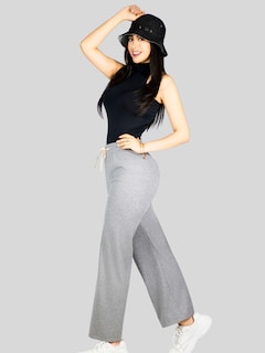 Foto 5 | Foto 5 | Pants Mujer Anchos Wide Legs Unicolor Acanalado Pant-053 Gris Confort Y Estilo
