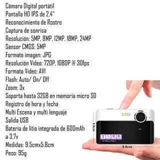 Foto 6 | Foto 6 | Cámara Digital Vak Af 24mp Video 1080p Pantalla Ips 32gb