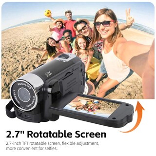 Foto 6 | Foto 6 | Cámara De Vídeo Yoidesu Black Digital 1080p 16mp Con Pantalla De 2.7 Pulgadas - Venta Internacional.