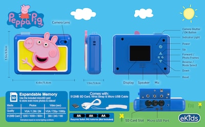 Foto 2 | Foto 2 | Cámara Digital Ekids Peppa Pig Con Tarjeta Sd Para Niños De Más De 3 Años - Venta Internacional.