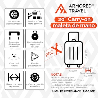 Foto 2 | Foto 2 | Maleta De Viaje Carry On 20 '' Policarbonato Armored Travel Negro - Dark Pro-x