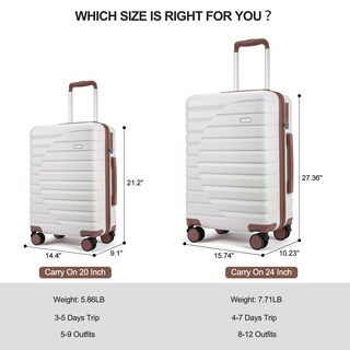 Foto 3 | Foto 3 | Carcasa Rígida Para Equipaje Cluci Checked Pc De 24 Pulgadas Con Cierre Tsa, Color Beige - Venta Internacional.