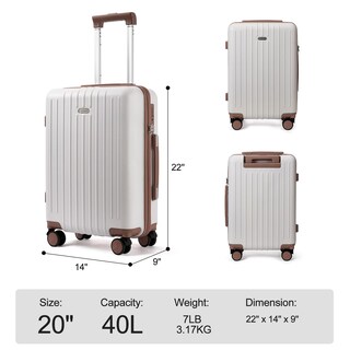 Foto 4 | Foto 4 | Luggage Cluci Carry On Pc De 20 Pulgadas Con Cierre Tsa, Color Beige - Venta Internacional.