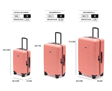 Foto 2 | Foto 2 | Maleta De Viaje Mappa Lite, Maleta Carry On 10kg, Maleta De Mano Ligera, Maleta Rígida Y Lisa, Color Durazno, Grande 28''