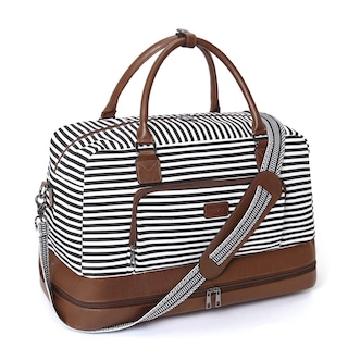Foto 1 | Foto 1 | Bolsa De Viaje Cluci Weekender Bag, De Lona, Color Blanco Y Negro - Venta Internacional.
