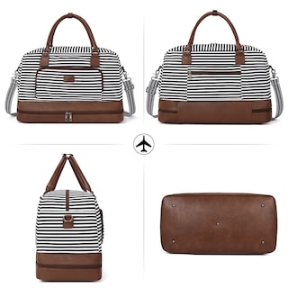 Foto 7 | Foto 7 | Bolsa De Viaje Cluci Weekender Bag, De Lona, Color Blanco Y Negro - Venta Internacional.