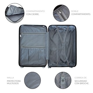Foto 6 | Foto 6 | Maleta de Mano Rígida 20 Pulgadas Gris con Ruedas 360 y Candado TSA Marca Gravita