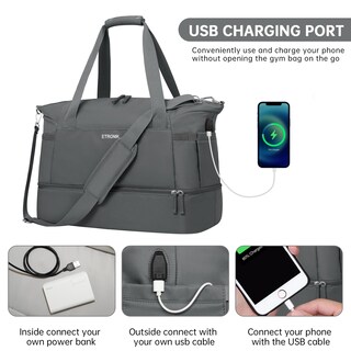 Foto 7 | Foto 7 | Bolsa De Gimnasio Etronik Para Mujer Con Puerto De Carga Usb, Color Gris Oscuro - Venta Internacional.