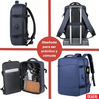 Foto 3 | Foto 3 | Mochila Viaje 38l Grande Laptop 17 Pulgadas Hombre Expandible Gris