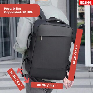 Foto 4 | Foto 4 | Mochila Viaje 38l Grande Laptop 17 Pulgadas Hombre Expandible Gris