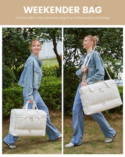 Foto 2 | Foto 2 | Bolsa De Viaje Lovevook Grande Para Mujer, Diseño De Fin De Semana, Color Beige - Venta Internacional.