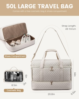 Foto 5 | Foto 5 | Bolsa De Viaje Lovevook Grande Para Mujer, Diseño De Fin De Semana, Color Beige - Venta Internacional.