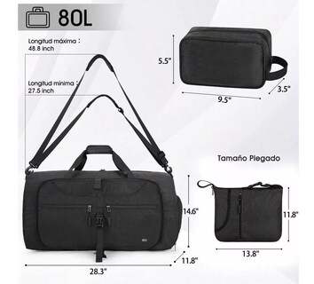 Foto 2 | Foto 2 | Language Maleta Bolsa Deportiva Hombre Plegable Equipaje De Mano Eo Safe Imports Esi-18196-1 Negro