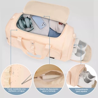 Foto 2 | Foto 2 | Language Maleta Deportiva Bolsa Viaje Mochila Fitness Eo Safe Imports Esi-18197-1 Beige