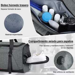 Foto 3 | Foto 3 | Maleta Deportiva Bolsa Gym Viaje Mochila Fitness Hombre Eo Safe Imports Esi-12509-1 Gris