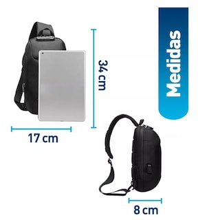 Foto 2 | Foto 2 | Mochila Antirrobo Cruzada Bolso Pecho Con Código Integrado Eo Safe Imports Esi-11337 Negro