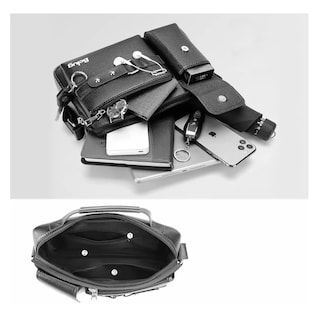 Foto 2 | Foto 2 | Bandolera De Cuero Para Hombre Bolso Crossbody Lujo Moderno, Belug Negro